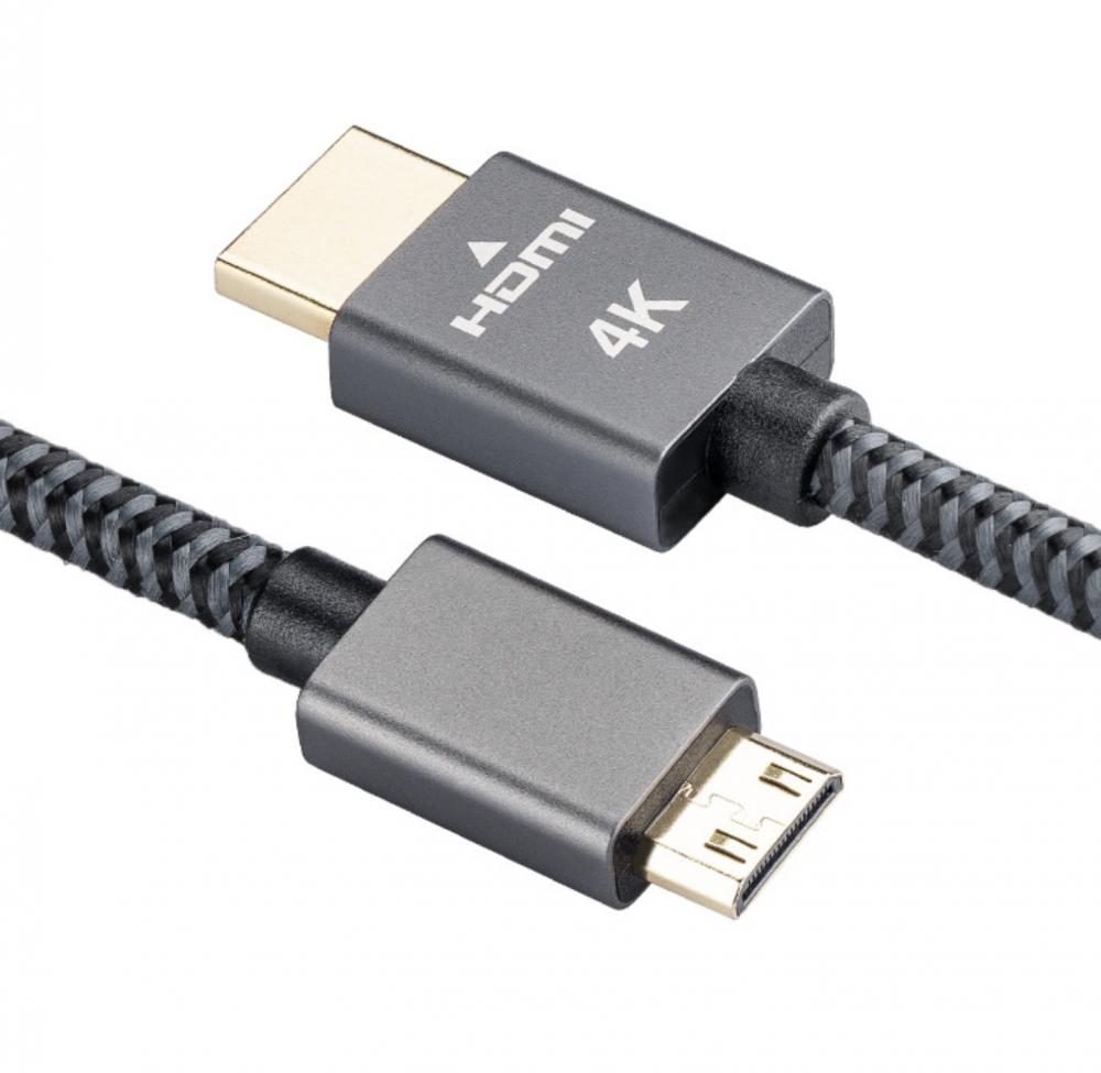 Mini HDMI to Standard HDMI Braided 4K Video Cable 1.2m