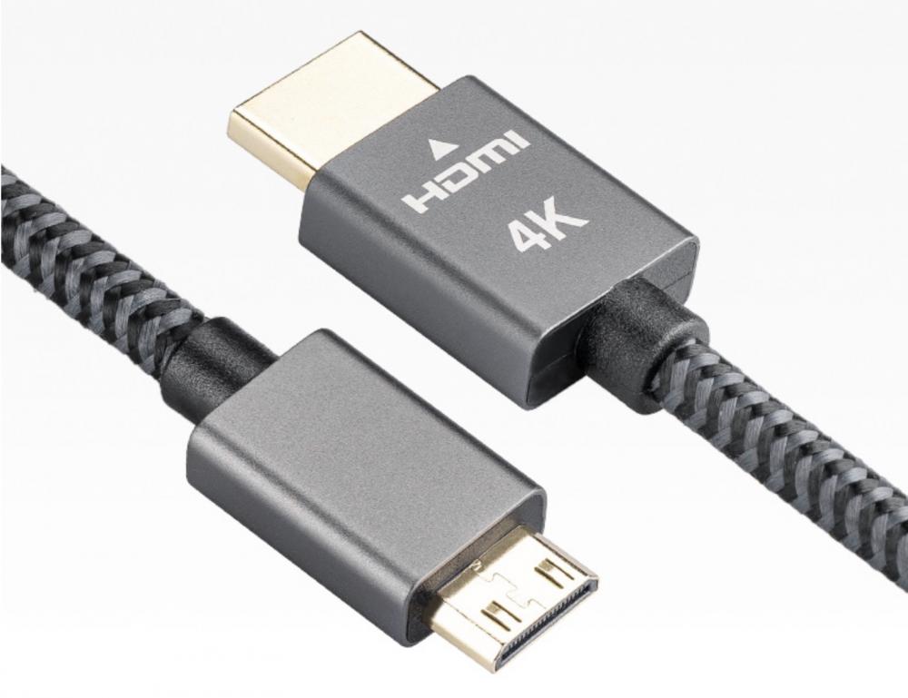 Mini HDMI to Standard HDMI Braided 4K Video Cable 1.2m