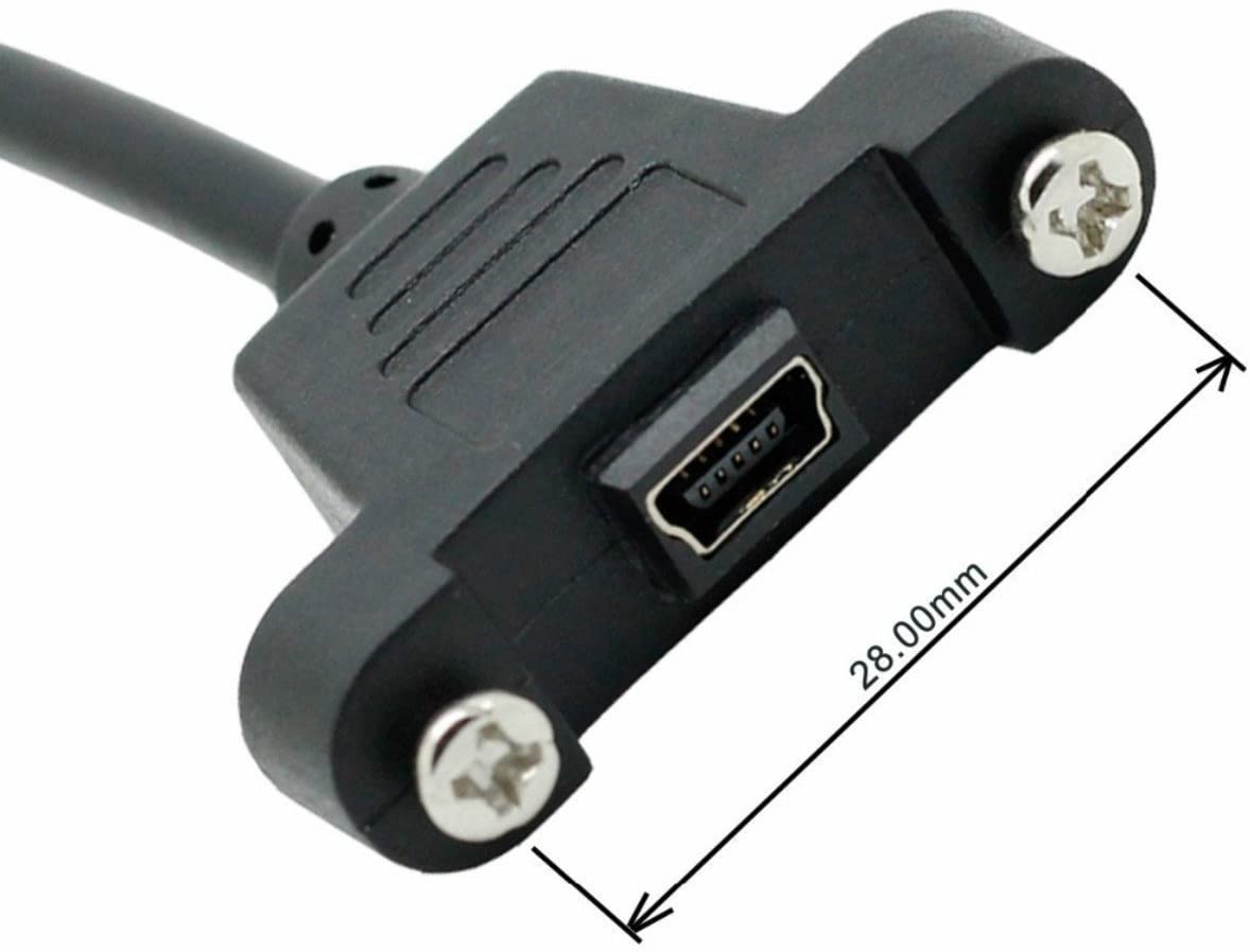 USB Mini-B Panel Mount Extension Cable – Male to Female with Panel Mount (USB 2.0)