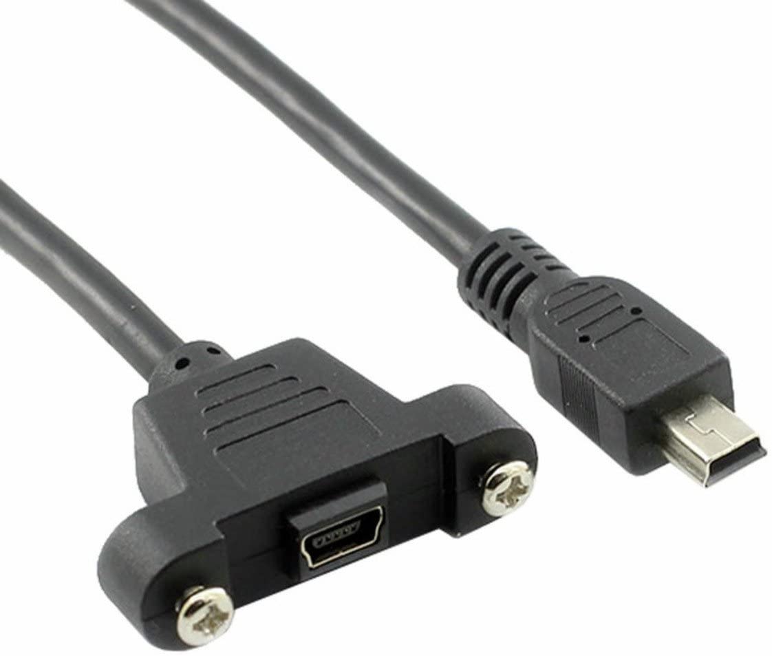 USB Mini-B Panel Mount Extension Cable – Male to Female with Panel Mount (USB 2.0)