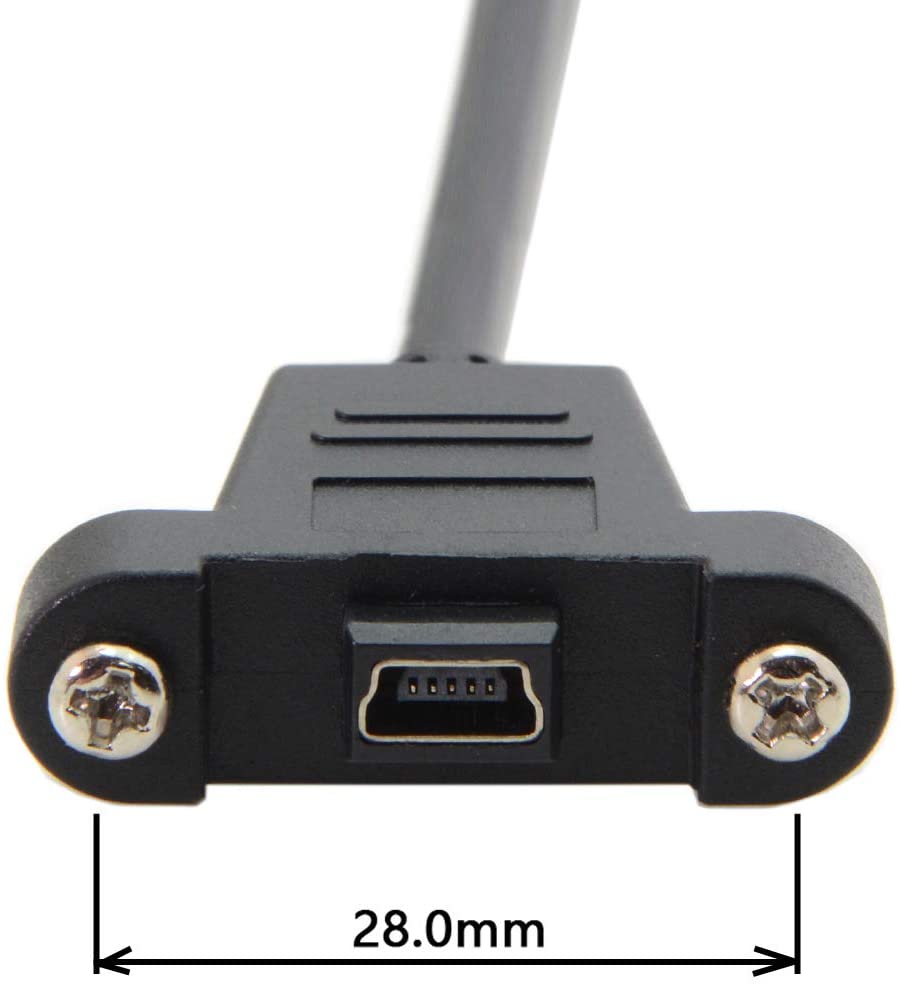 USB Mini-B Panel Mount Extension Cable – Male to Female with Panel Mount (USB 2.0)