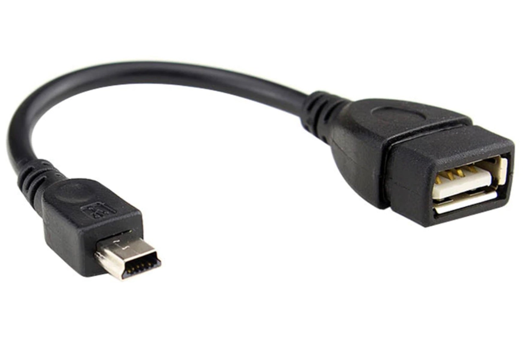 USB 2.0 A Female to Mini USB-B 5-Pin Male OTG Adapter Cable – 15cm