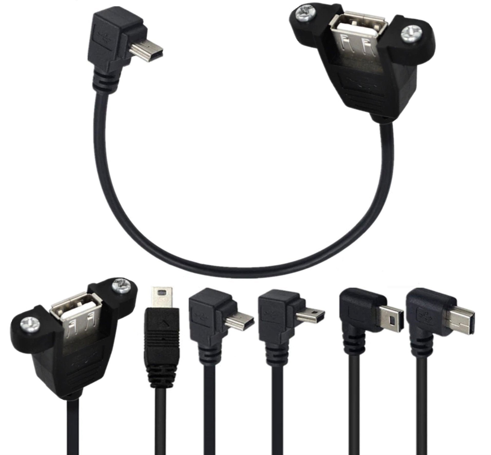 Mini 5Pin Male to USB 2.0 A Female Panel Mount Extension Cable 0.5m