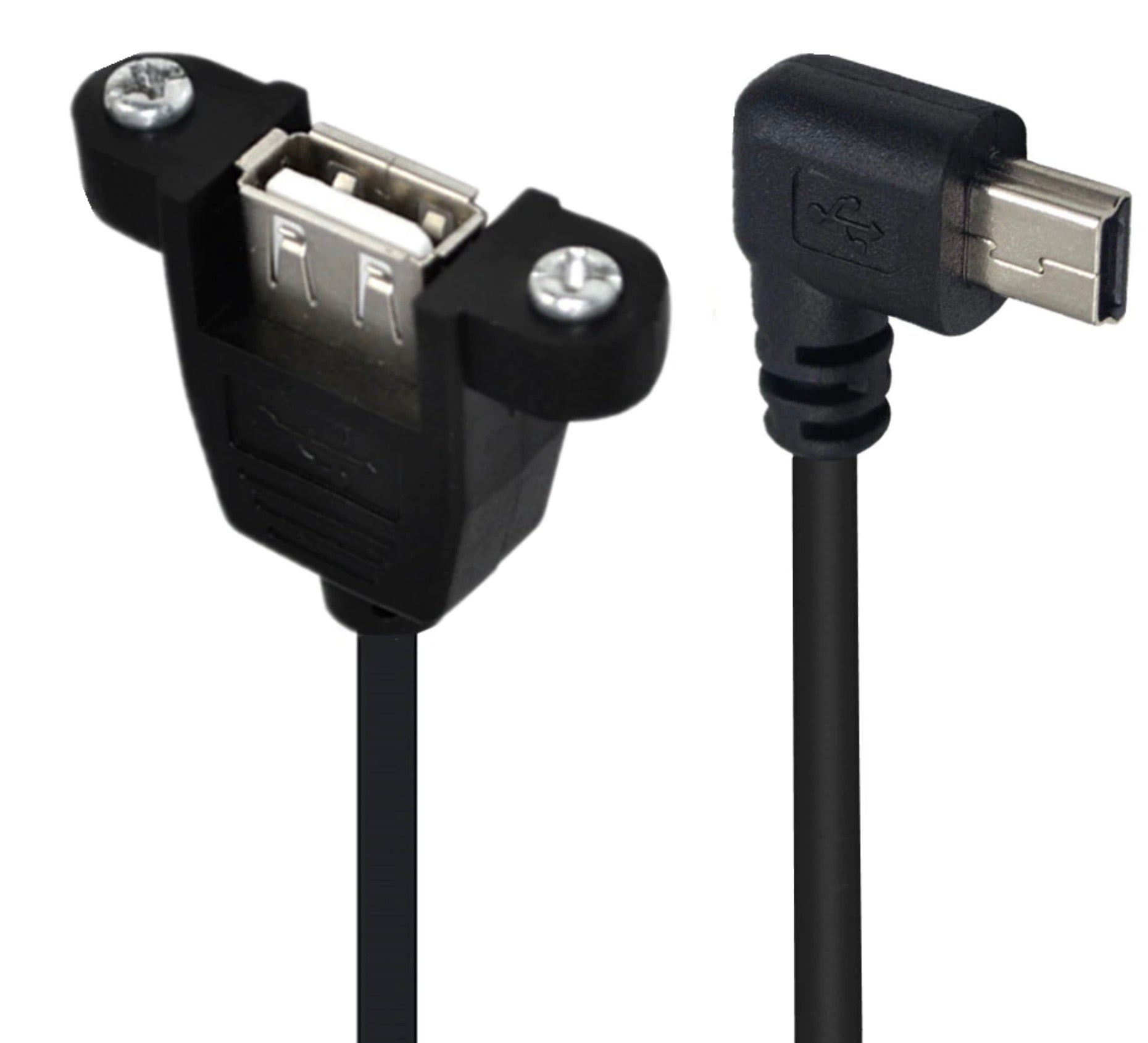 Mini 5Pin Male to USB 2.0 A Female Panel Mount Extension Cable 0.5m