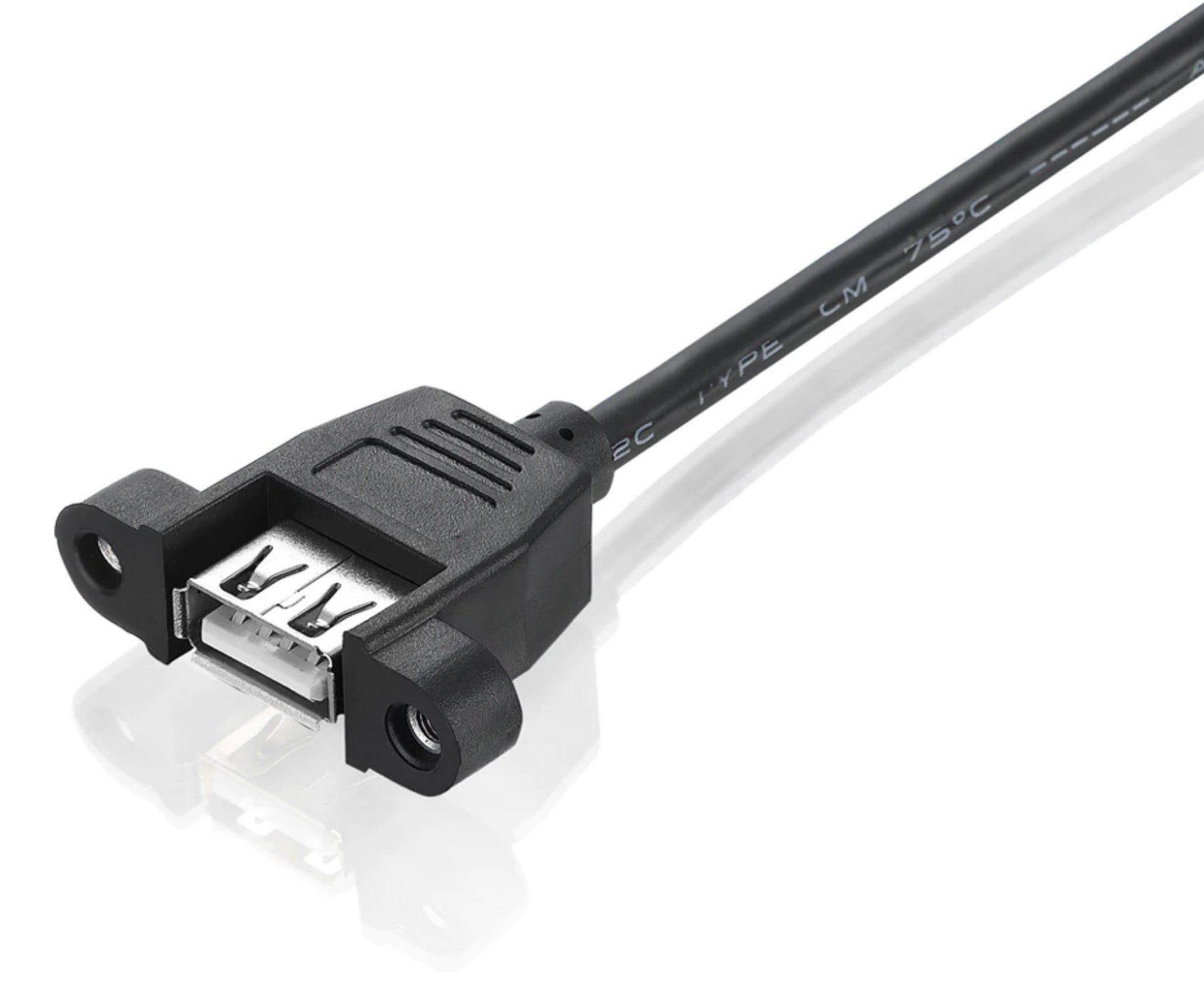 5Pin 2.54mm Header Female to USB 2.0 Type A Female With Screw Panel Mount 0.3m