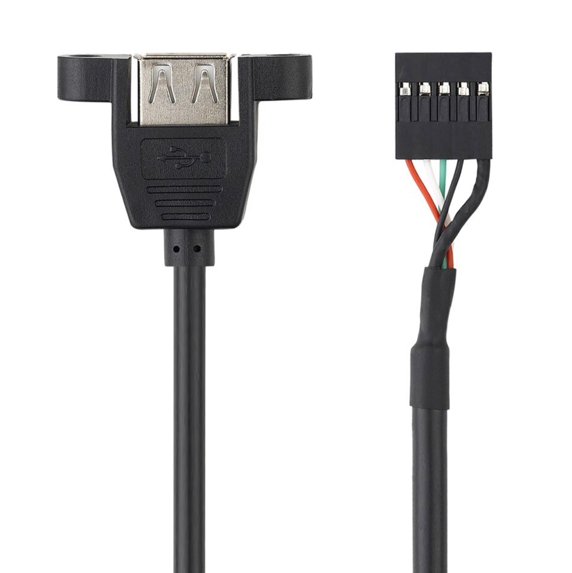 5Pin 2.54mm Header Female to USB 2.0 Type A Female With Screw Panel Mount 0.3m