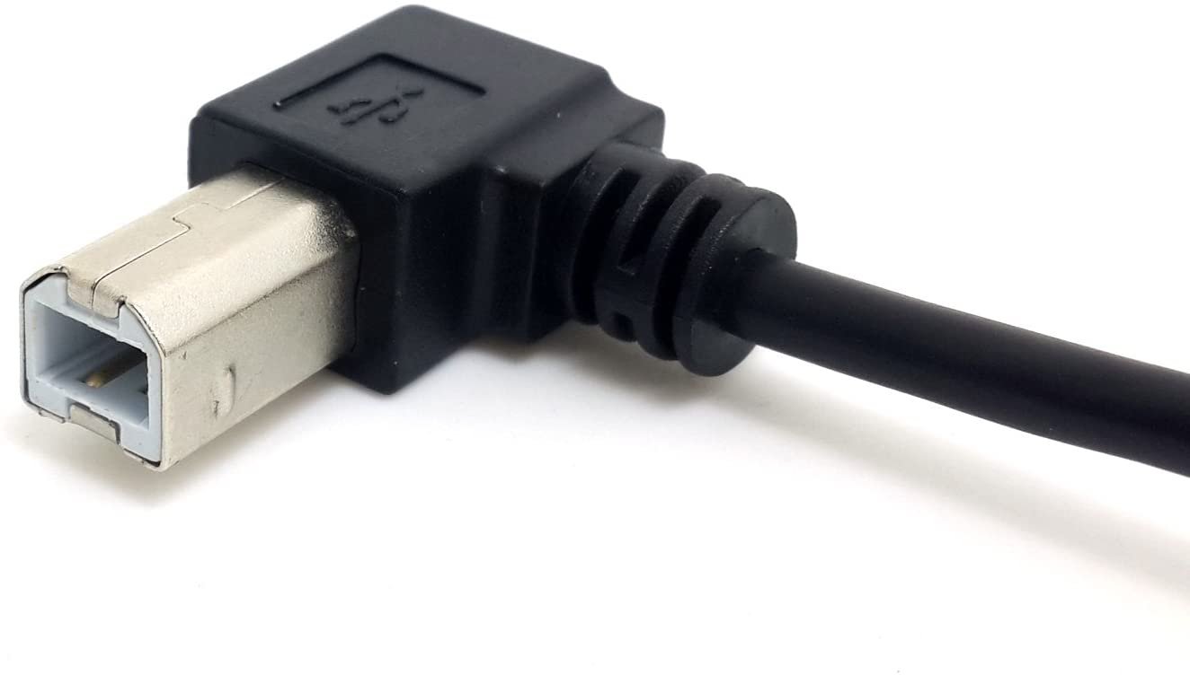 USB-A 2.0 Left Angle Male to USB-B 2.0 Right Angle Male Printer Cable 0.5m