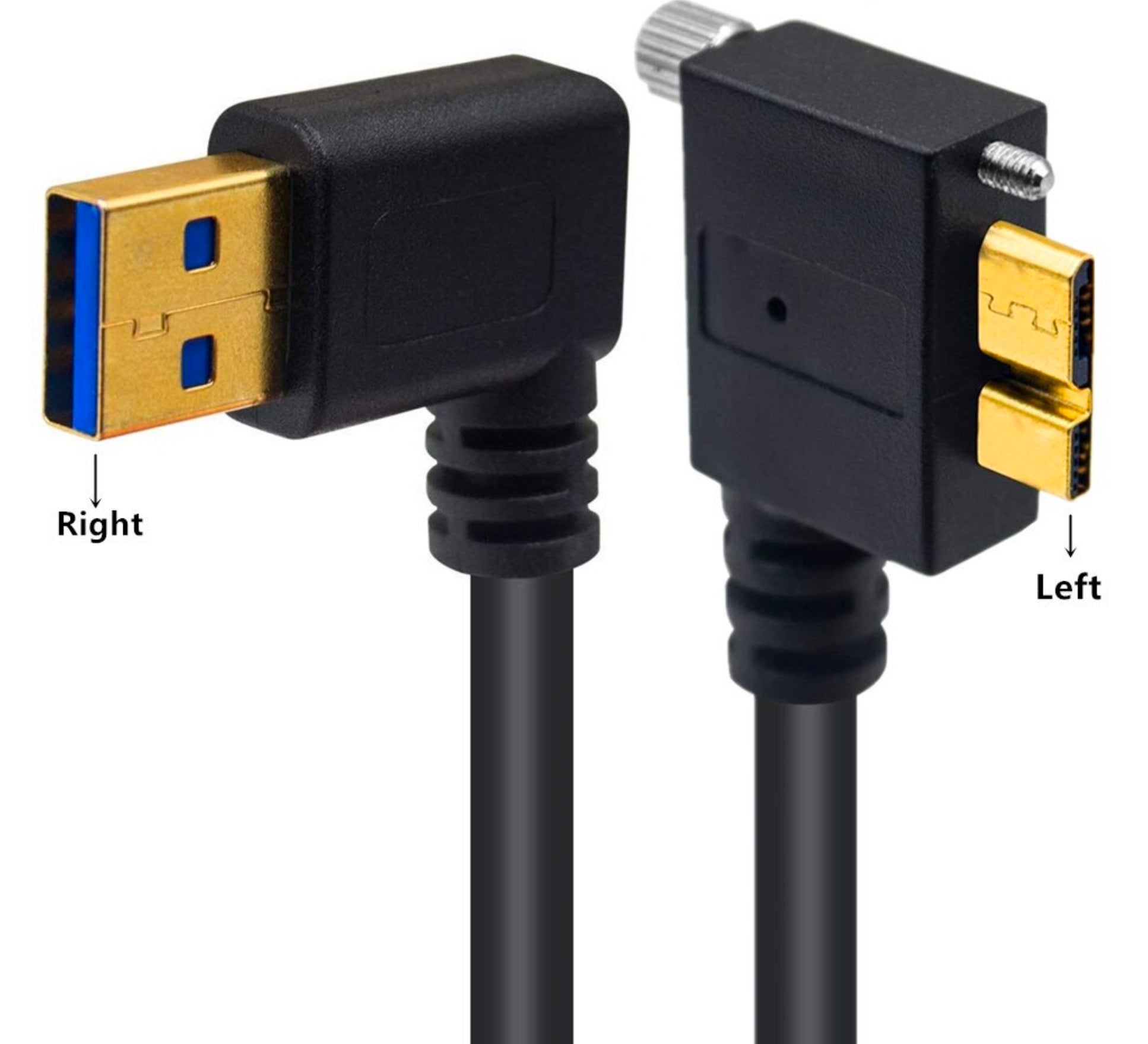 USB-A 3.0 Male to Micro B Male with Locking Screw Charging & Data Cable 0.25m