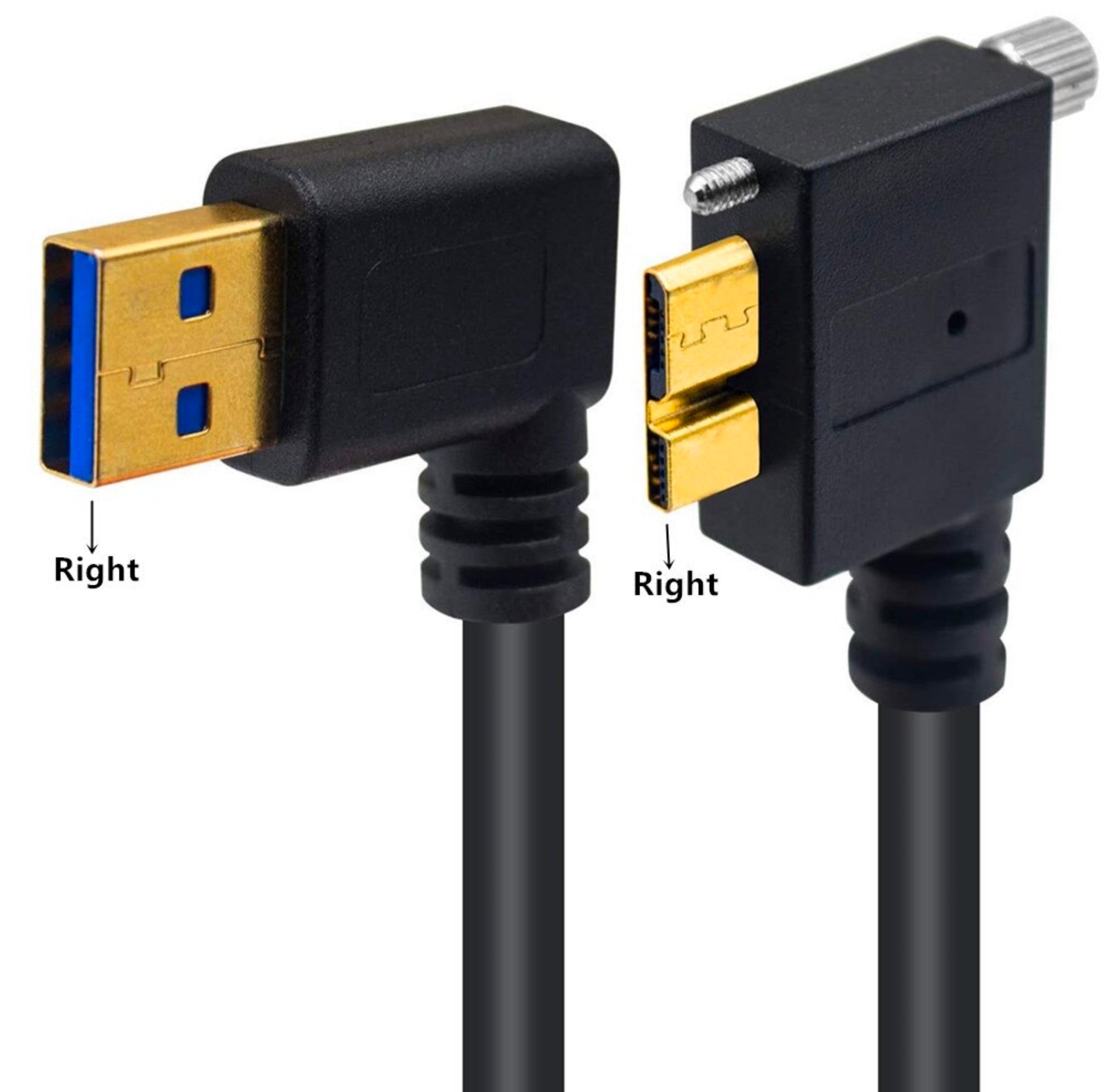 USB-A 3.0 Male to Micro B Male with Locking Screw Charging & Data Cable 0.25m