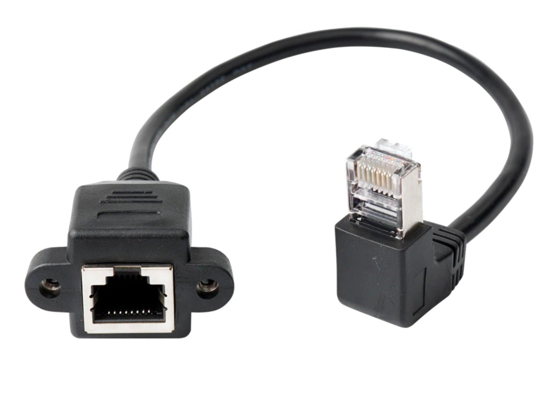 RJ45 Male to Female Shielded Lan Ethernet Panel Mount Extension Cable Cat6 0.3m