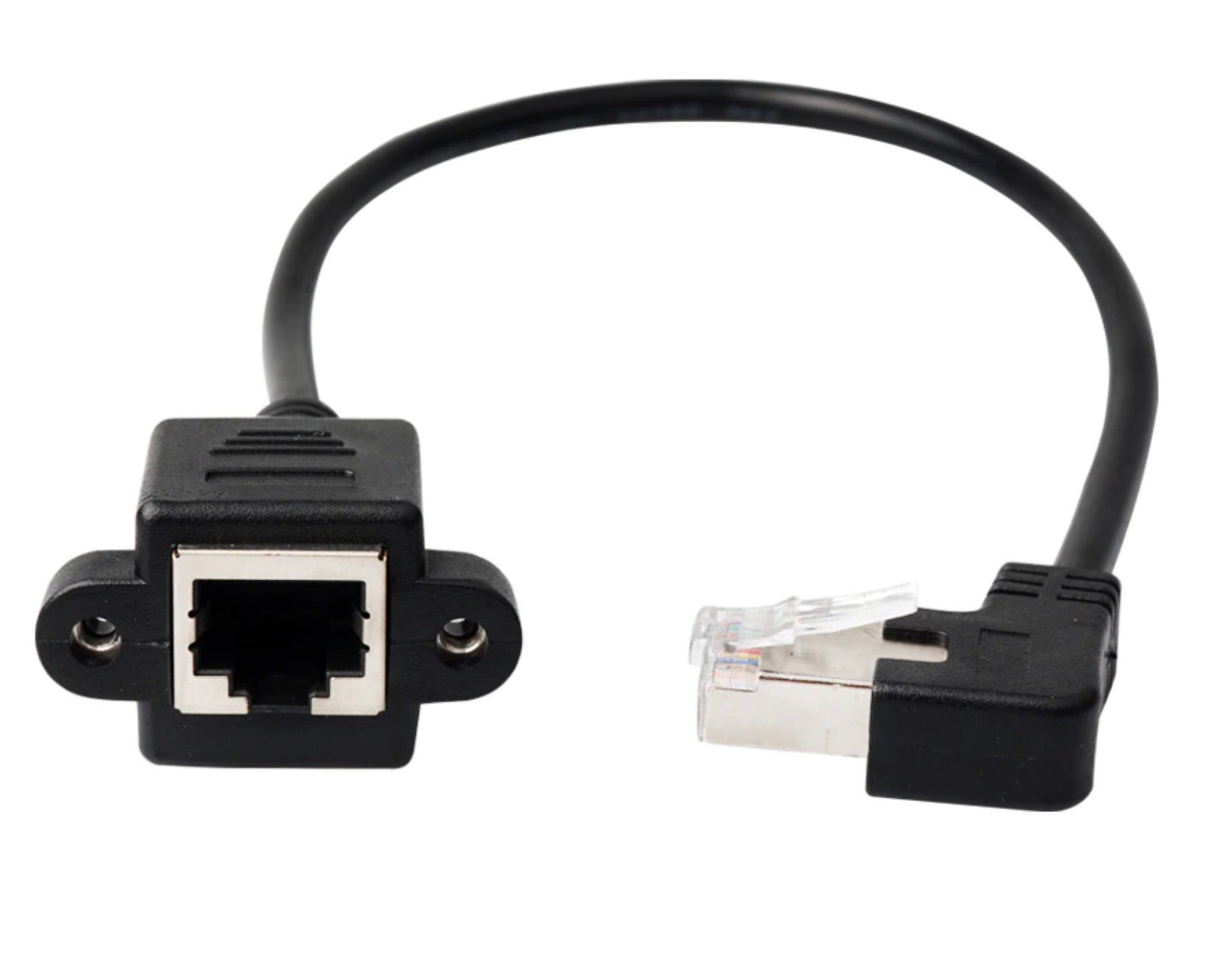 RJ45 Male to Female Shielded Lan Ethernet Panel Mount Extension Cable Cat6 0.3m