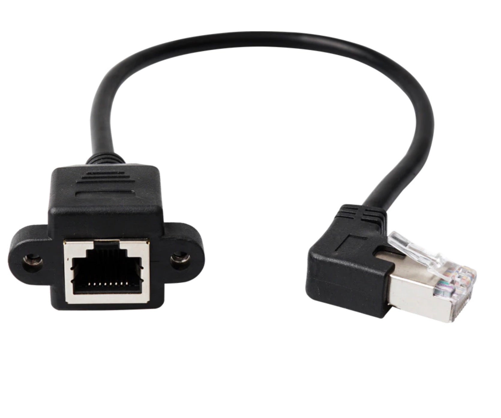 RJ45 Male to Female Shielded Lan Ethernet Panel Mount Extension Cable Cat6 0.3m