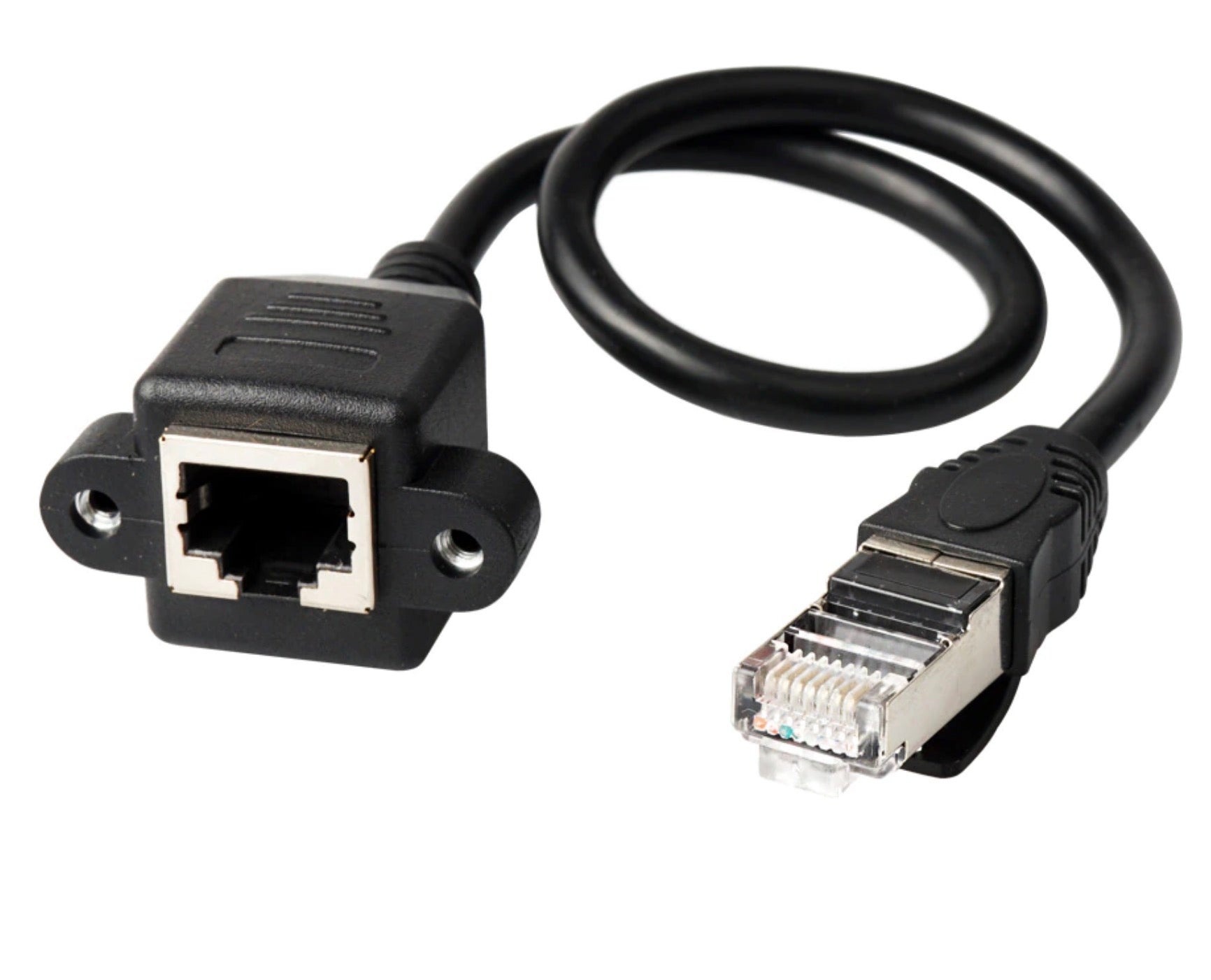 RJ45 Male to Female Shielded Lan Ethernet Panel Mount Extension Cable Cat6 0.3m