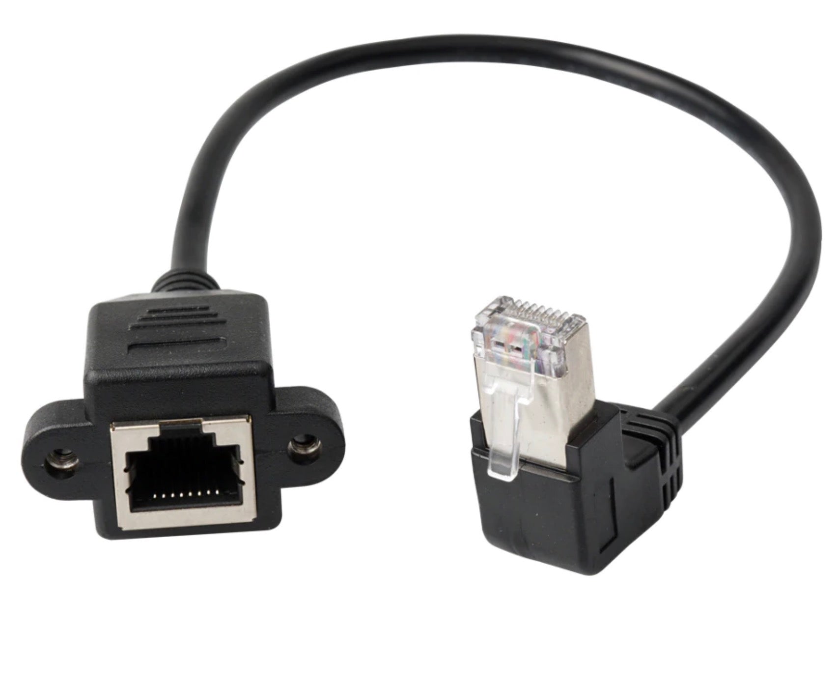 RJ45 Male to Female Shielded Lan Ethernet Panel Mount Extension Cable Cat6 0.3m
