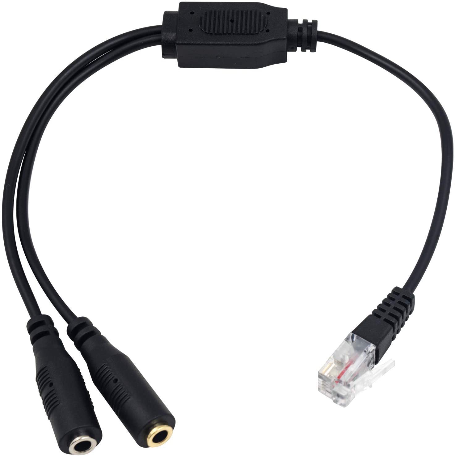 RJ9 Male to Dual 3.5mm Female Telephone Audio Adapter Headset Buddy Cable for Cisco Office RJ9 Headphone