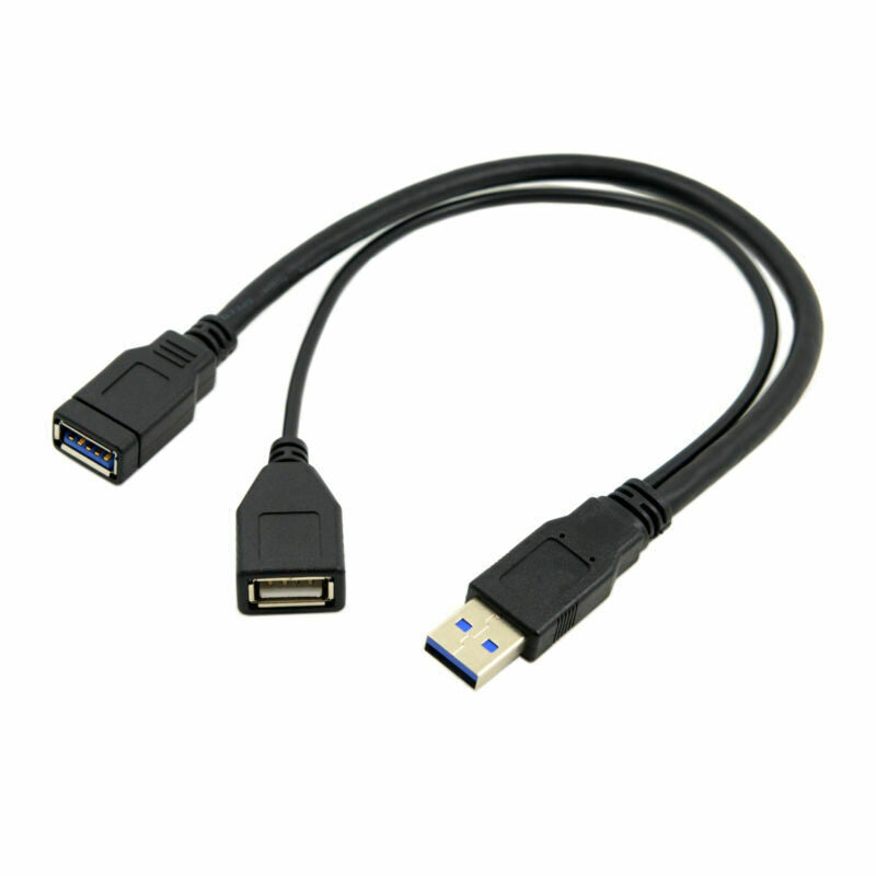 USB-A 3.0 Male to USB-A 3.0 Female + USB-A 2.0 Female Power Cable 0.3m