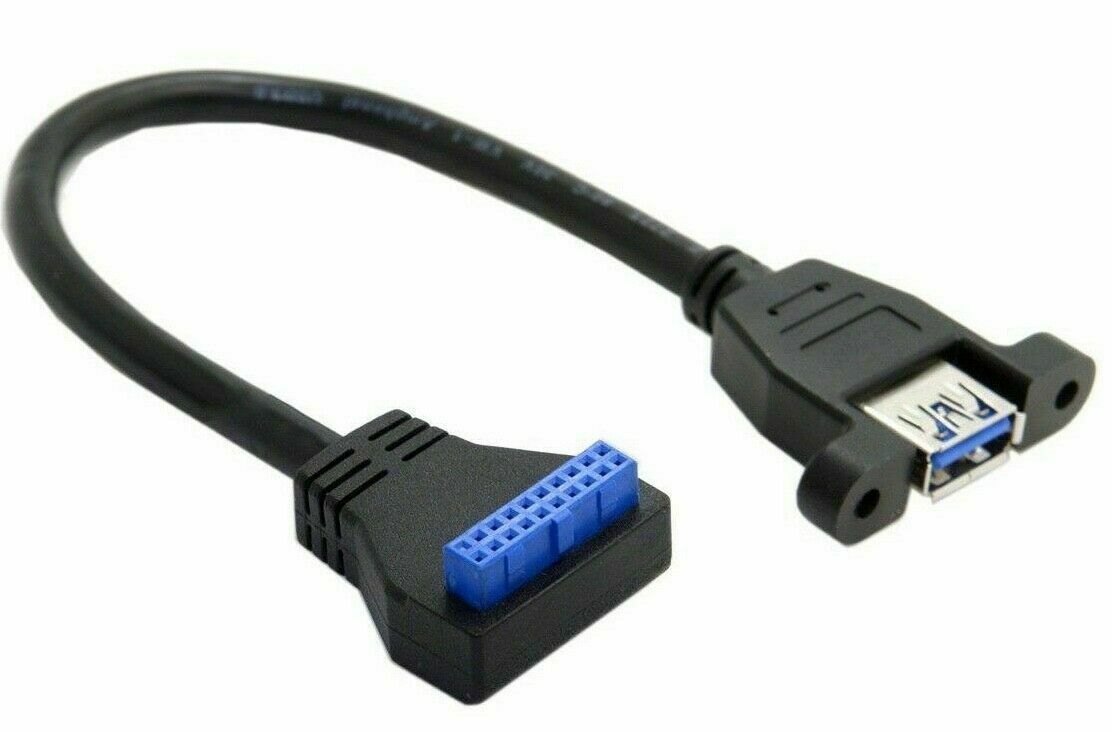 USB-A 3.0 Female Panel Mount to Motherboard 20 Pin Female Header Cable 0.25m