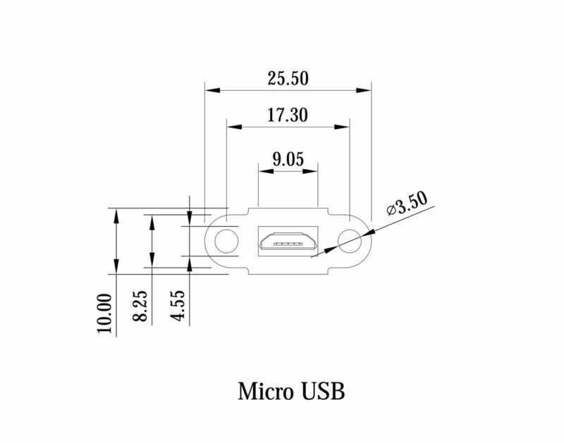 Micro-B USB 5 Pin Male to Female Panel Mount Extension Cable