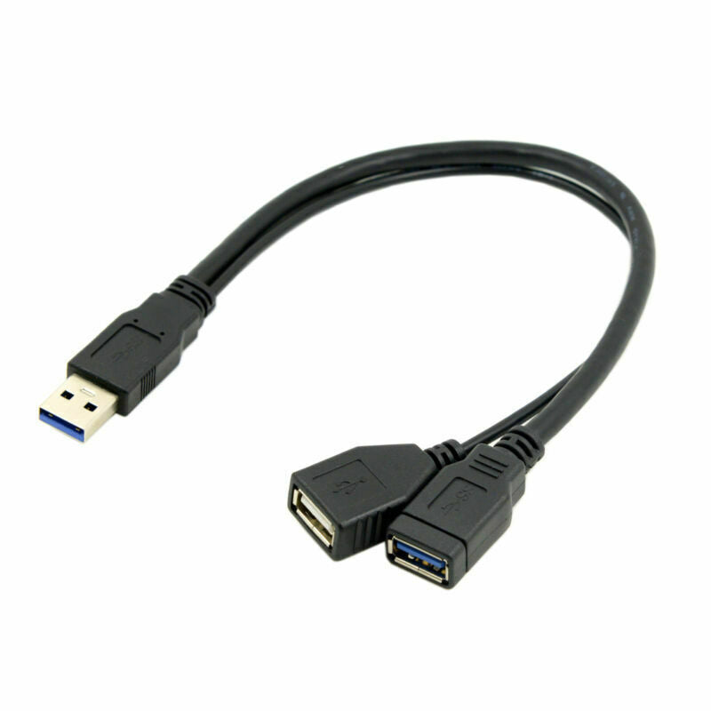USB-A 3.0 Male to USB-A 3.0 Female + USB-A 2.0 Female Power Cable 0.3m