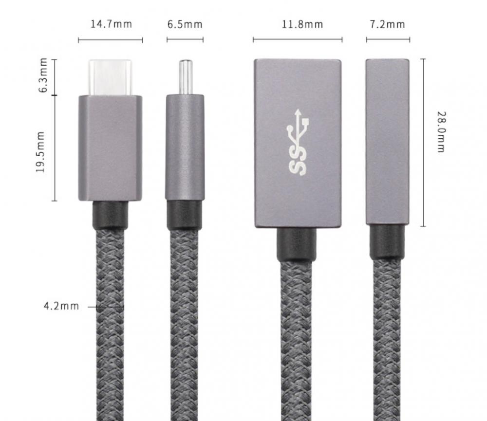 USB-C Male to USB 3.0 Type-A Female OTG Cable – 20cm Data Sync & Charging Adapter