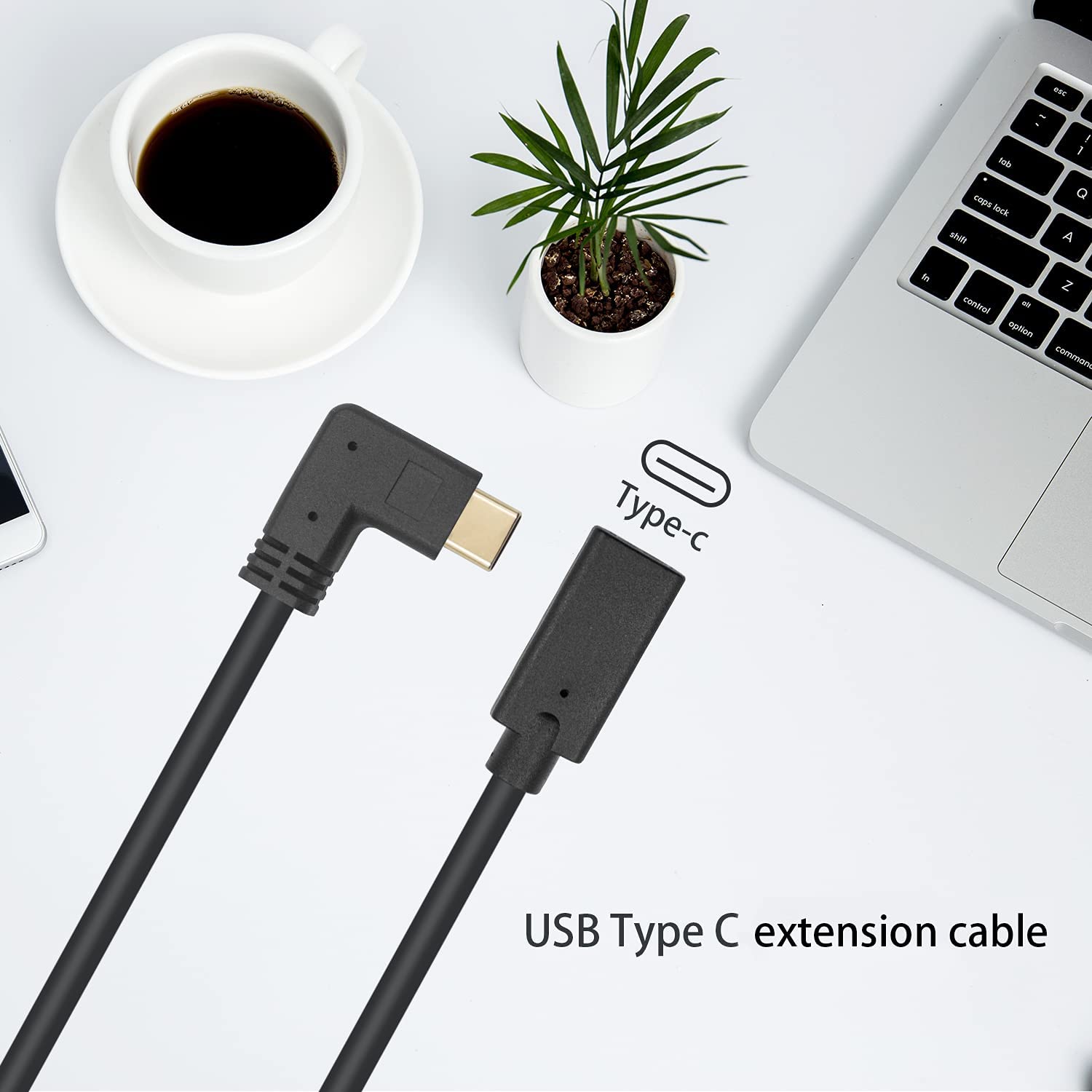 USB 3.1 Type-C Angled Male to Female Fast Charging Extension Cable