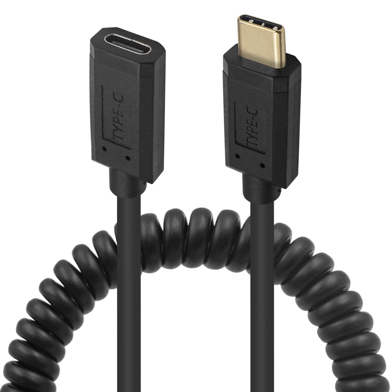 USB-C Male to USB C Female Charge Sync Coiled Extension Cable