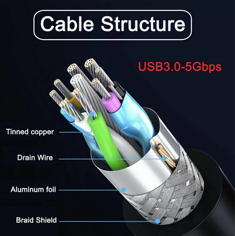 USB-A 3.0 Male to Micro-B Chipset Repeater Data Charging Cable 4.8Gbps 8m