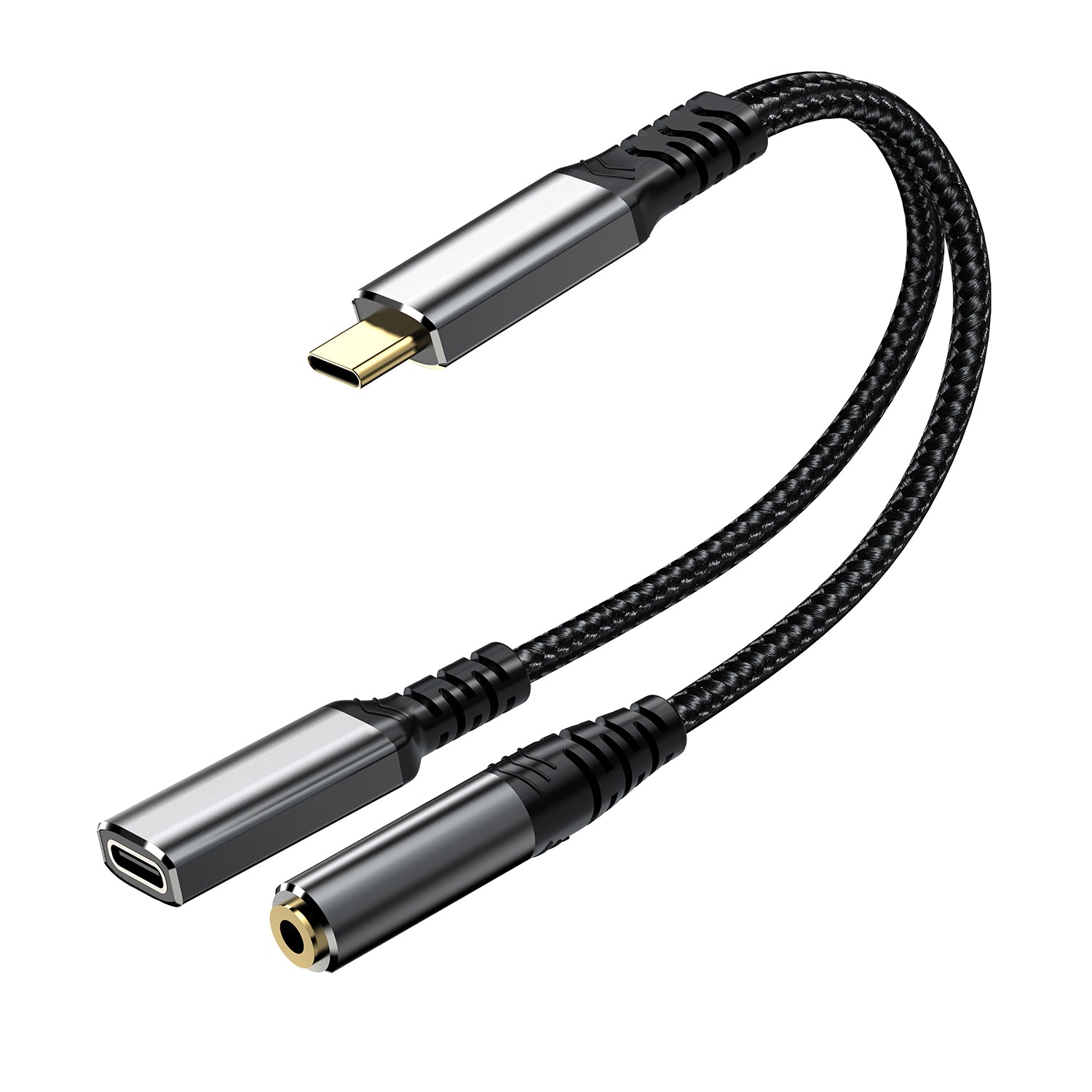 USB-C to 3.5mm audio and USB-C PD charging adapter cable with built-in DAC