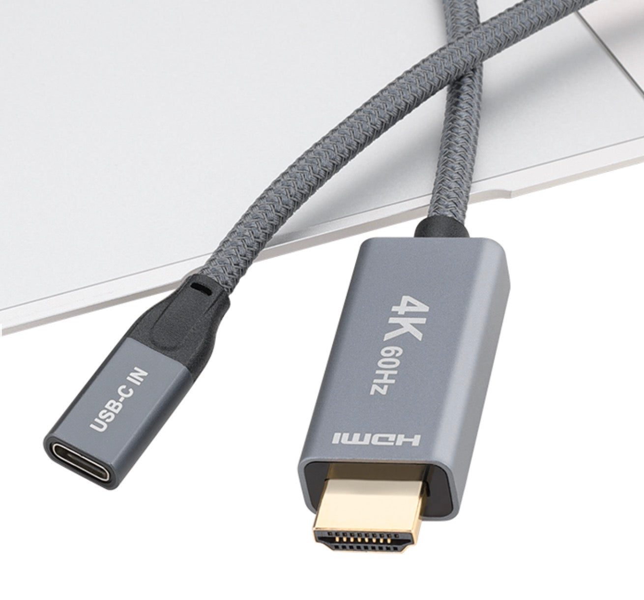 USB-C to HDMI converter adapter with braided cable and aluminium alloy housing