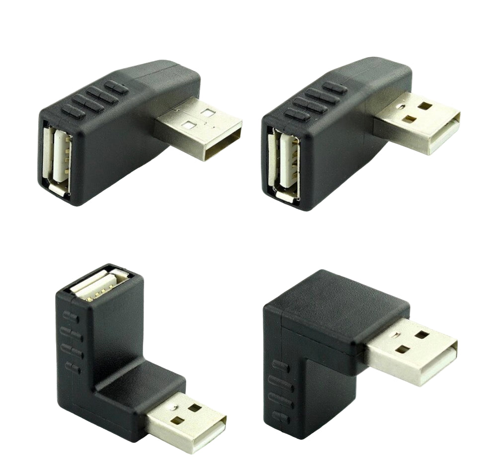 USB 2.0 A Male to Female 90° Angled Extension Adapter