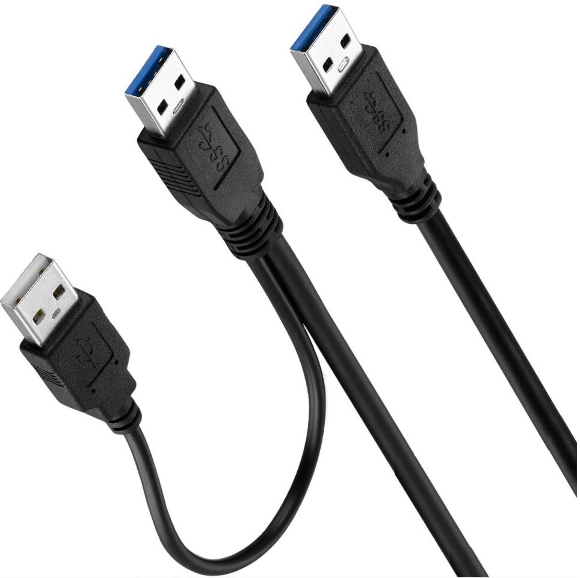 USB-A 3.0 Male to Male Data Cable + USB 2.0 Power Supply 0.5m