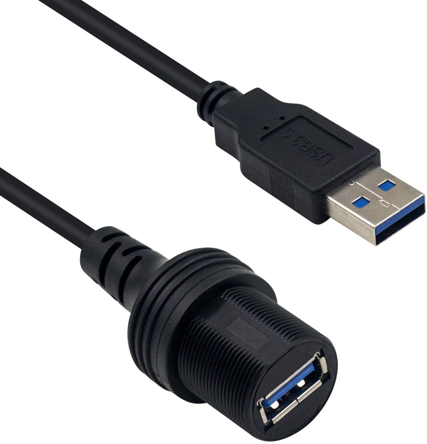 USB 3.0 A Male to Female Panel Flush Mount Extension Cable Waterproof 0.3m