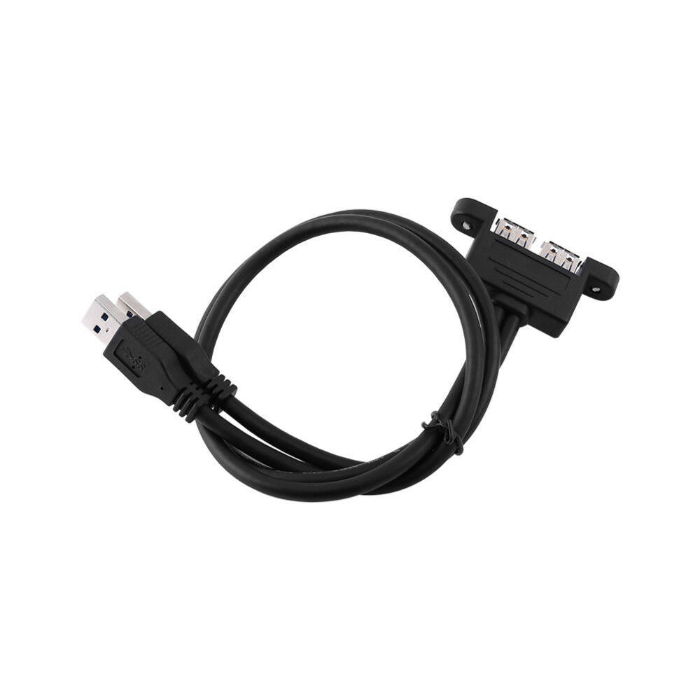 Dual USB 3.0 Type A Male to Female Extension Cable With Panel Mount
