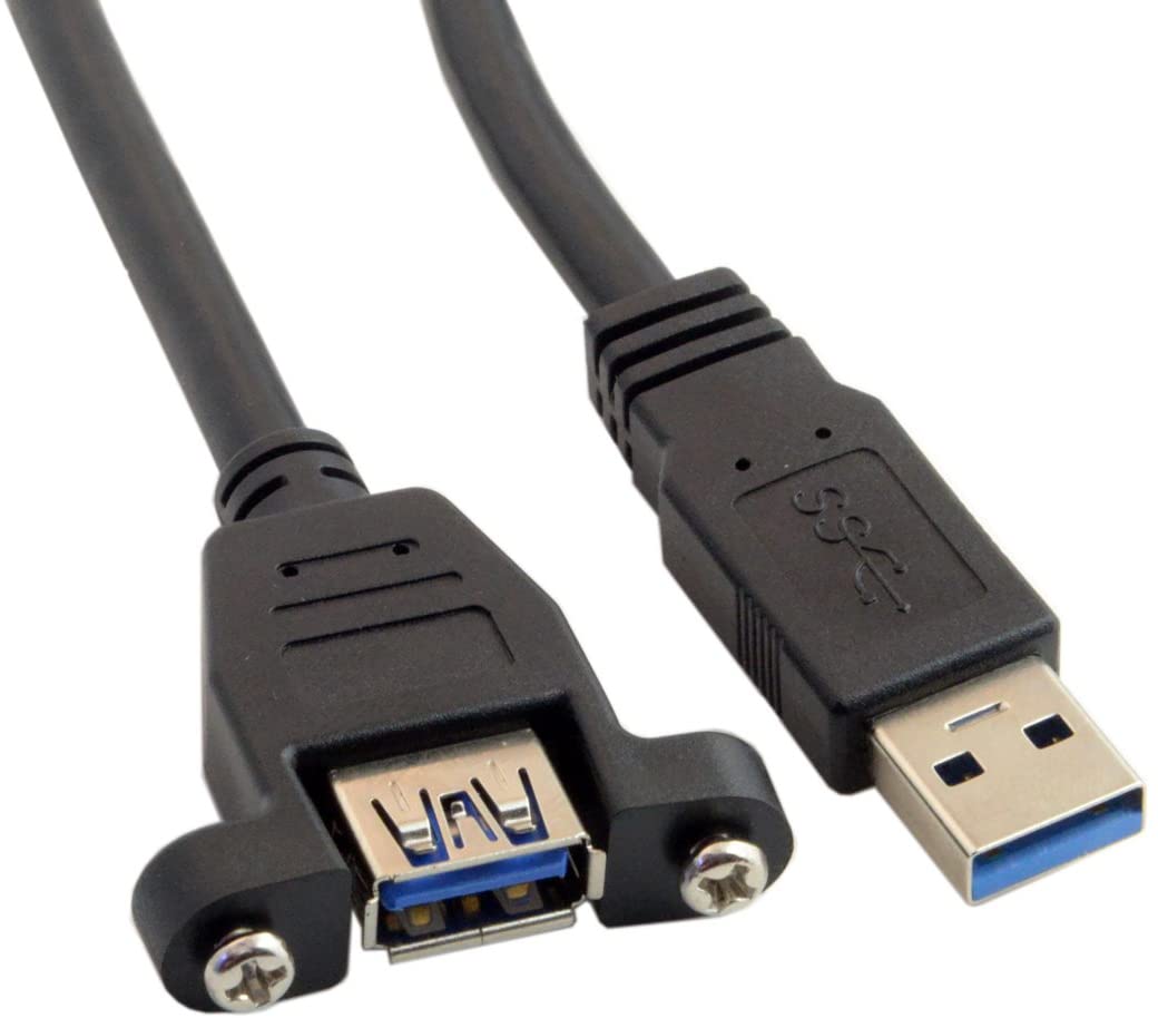 USB 3.0 Type A Male to Female Panel Mount Extension Cable 0.5m