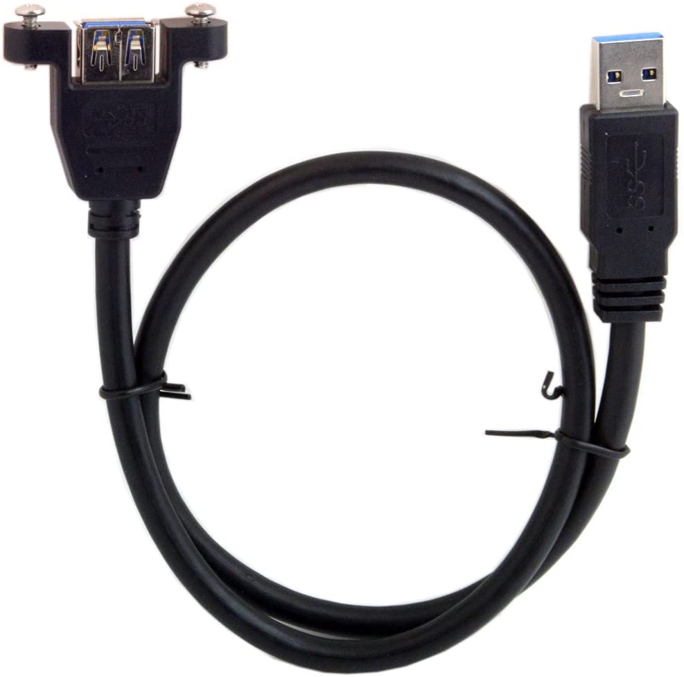 USB 3.0 Type A Male to Female Panel Mount Extension Cable 0.5m