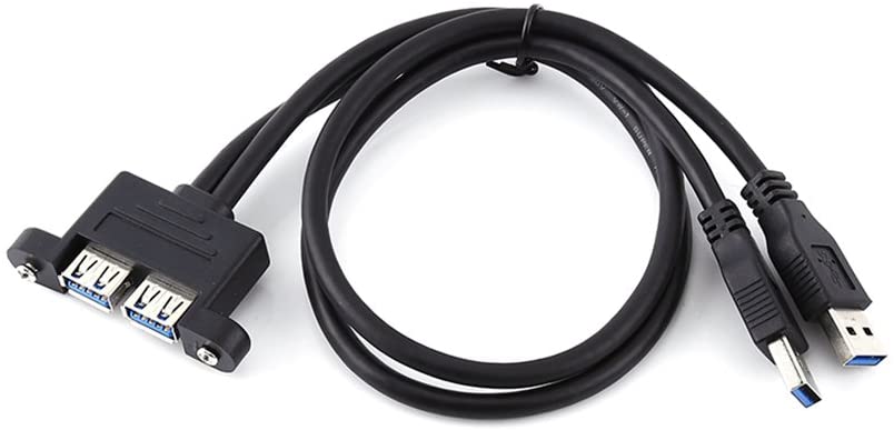 Dual USB 3.0 Type A Male to Female Extension Cable With Panel Mount