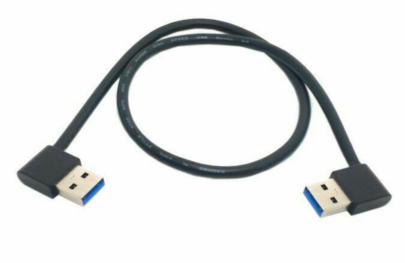USB-A 3.0 Male Right Angle to Left Angle Data Extension Cable 0.5m