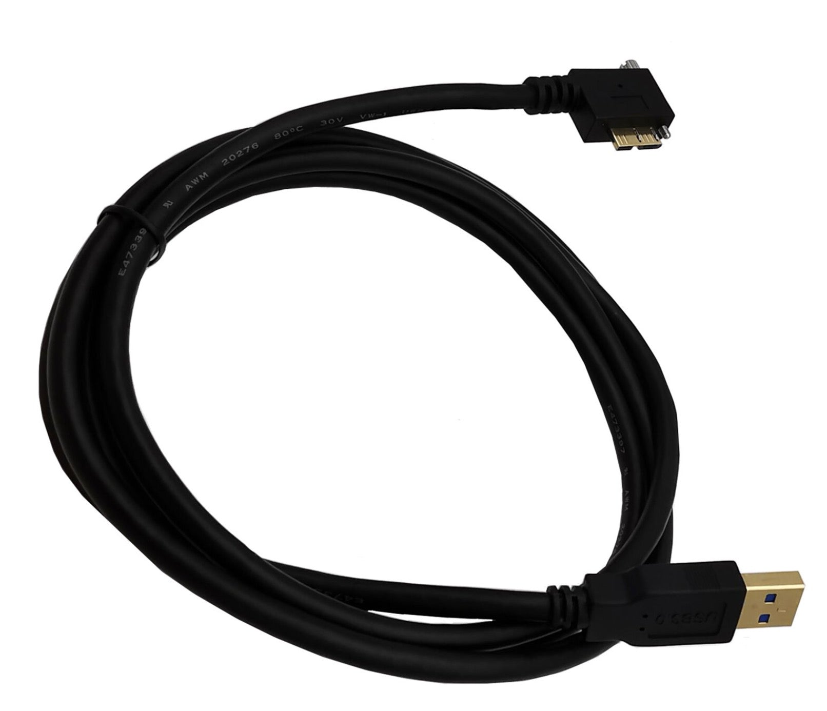 USB 3.0 A Male to Micro-B Charge & Sync Panel Mount Cable with Screws (Right Angle)