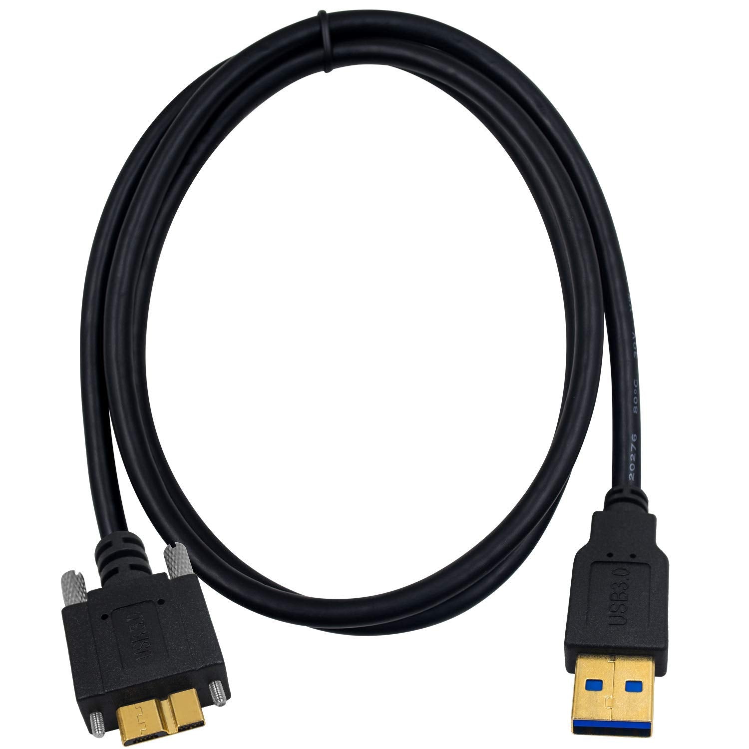 USB 3.0 A Male to Micro-B Panel Mount Cable – Charge & Sync with Locking Screws