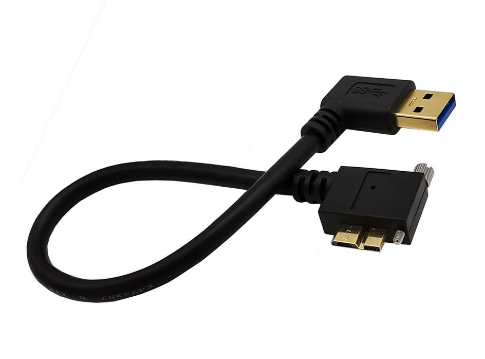 USB-A 3.0 Male to Micro B Male with Locking Screw Charging & Data Cable 0.25m