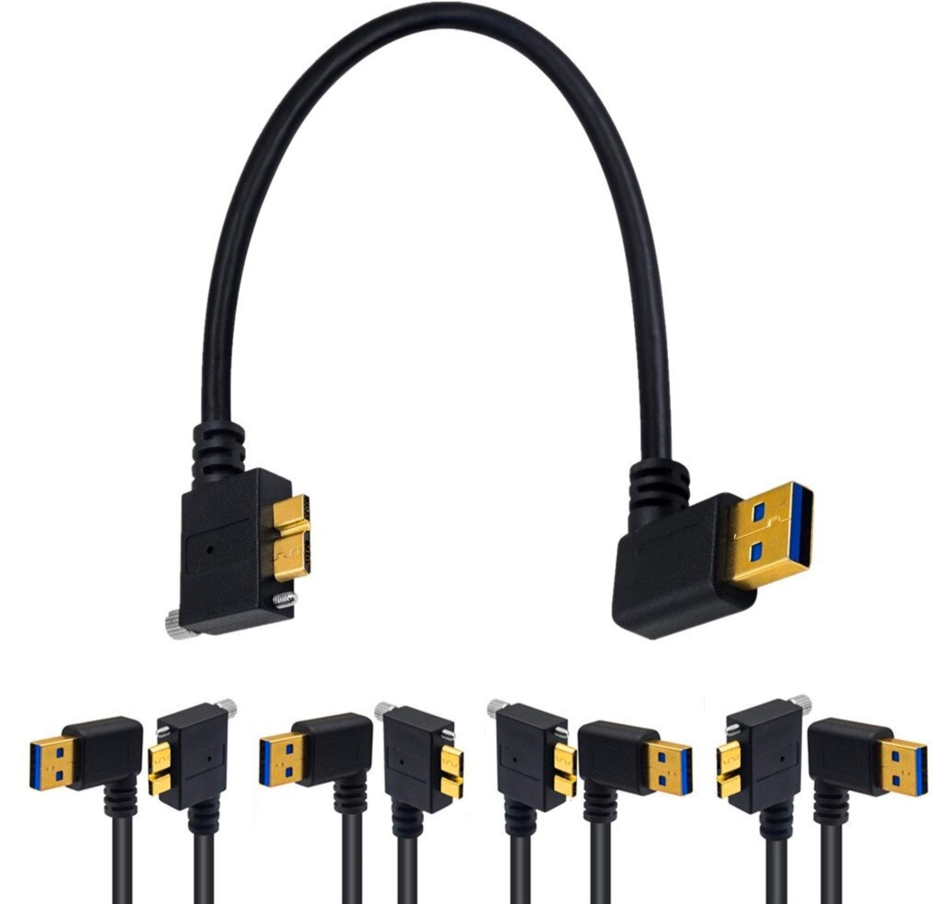 USB-A 3.0 Male to Micro B Male with Locking Screw Charging & Data Cable 0.25m