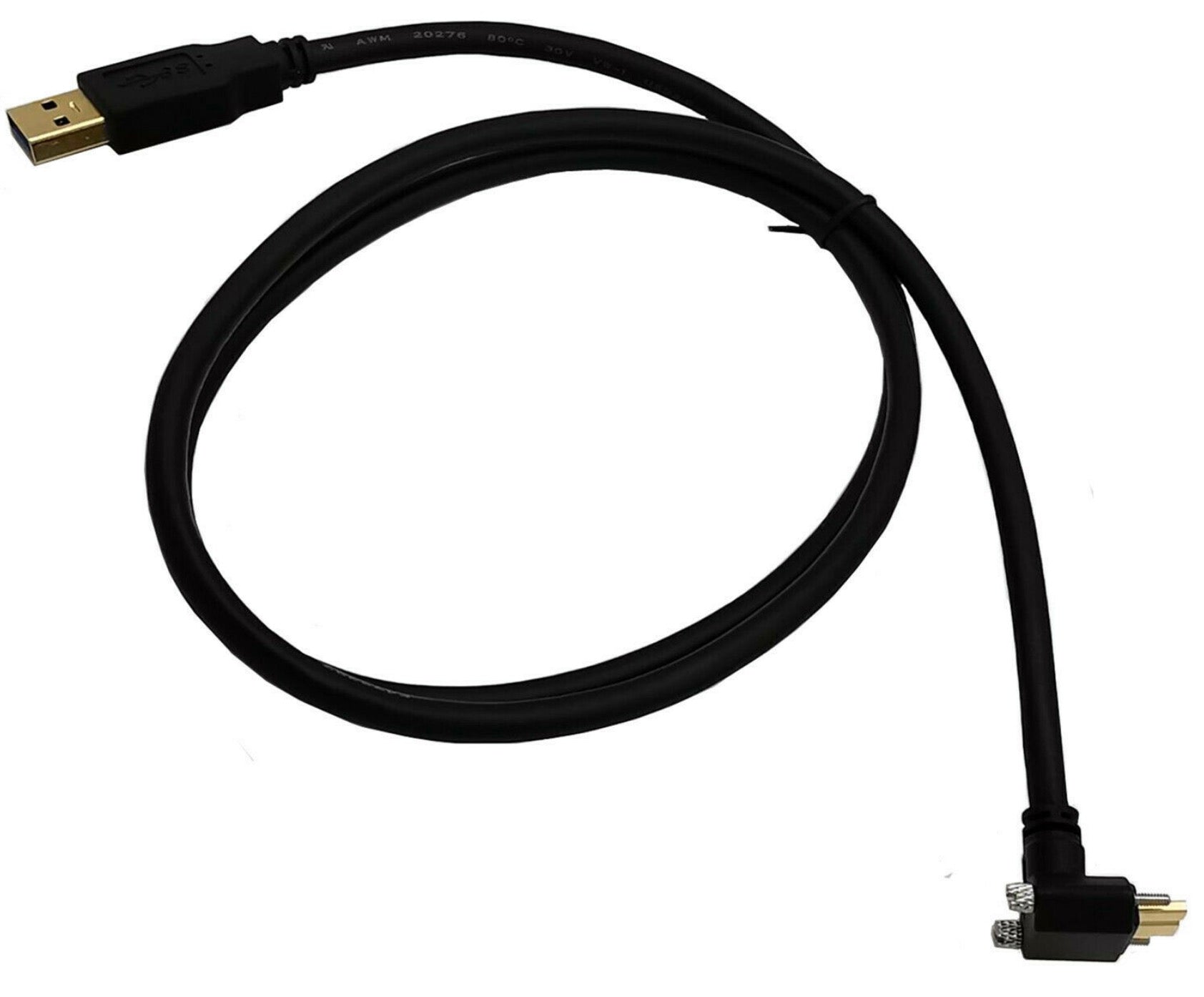 USB-A 3.0 Male to Micro-B Charge & Sync Panel Mount Cable with Screws (Up Angle)