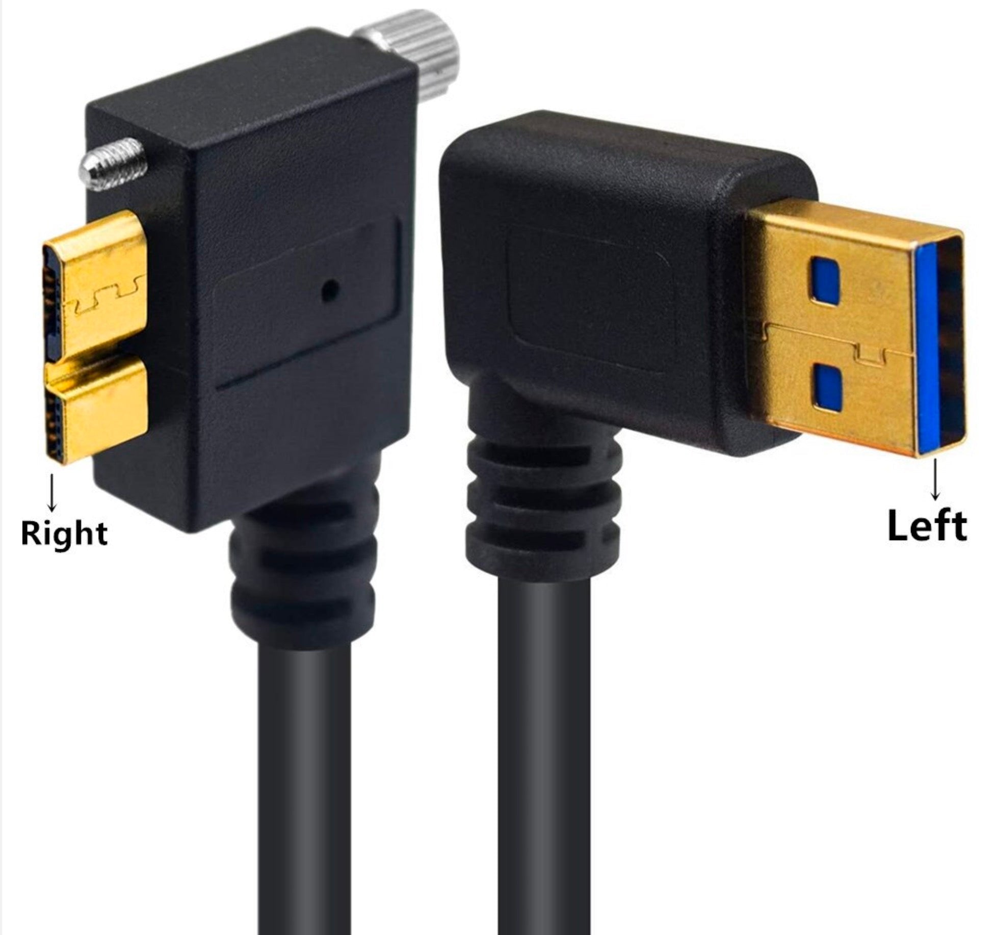 USB-A 3.0 Male to Micro B Male with Locking Screw Charging & Data Cable 0.25m