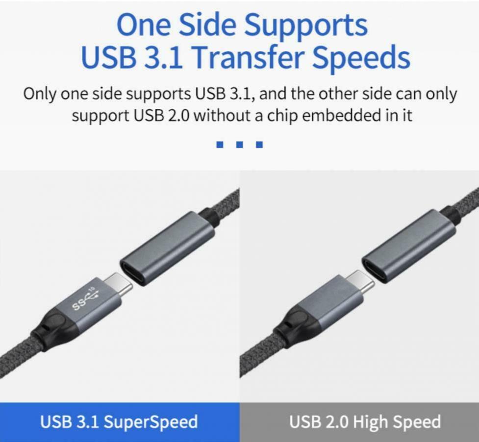 USB 3.1 Type C Female to USB 3.0 Type A Male 10Gbps Extension Cable 10cm