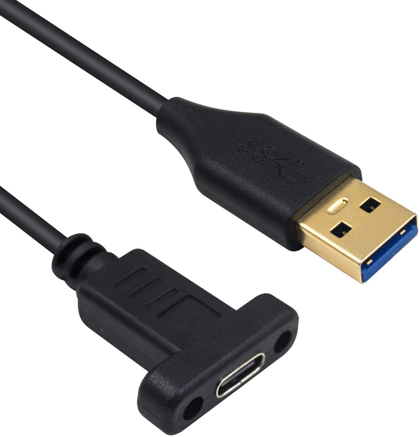 USB 3.0 Type A Male to USB-C Female Panel Mount Cable