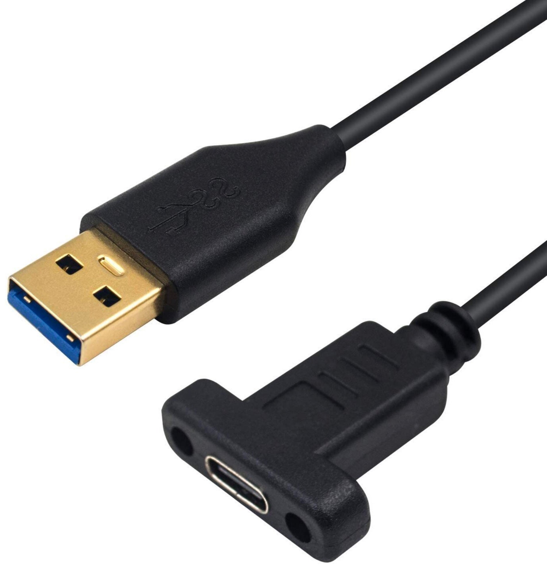 USB 3.0 Type A Male to USB-C Female Panel Mount Cable
