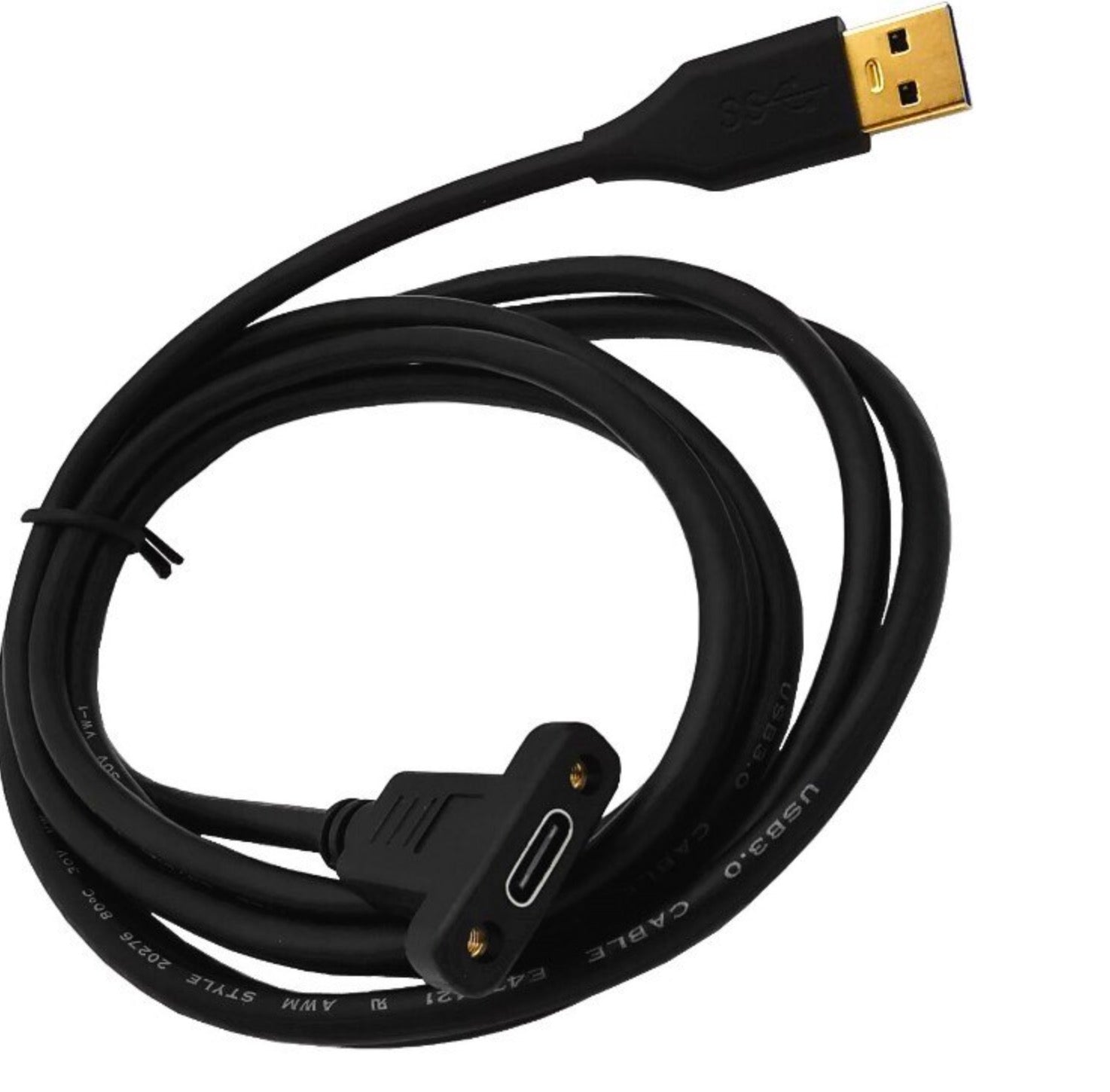 USB 3.0 Type A Male to USB-C Female Panel Mount Cable