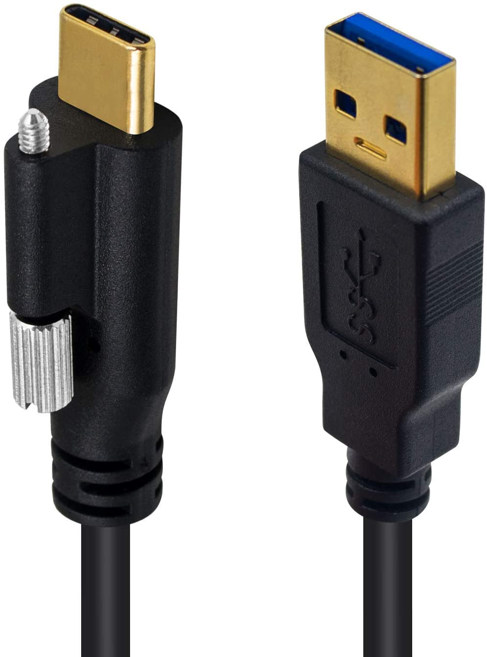 USB 3.0 A Male to USB-C Male Cable, Single Screw Locking, High Speed