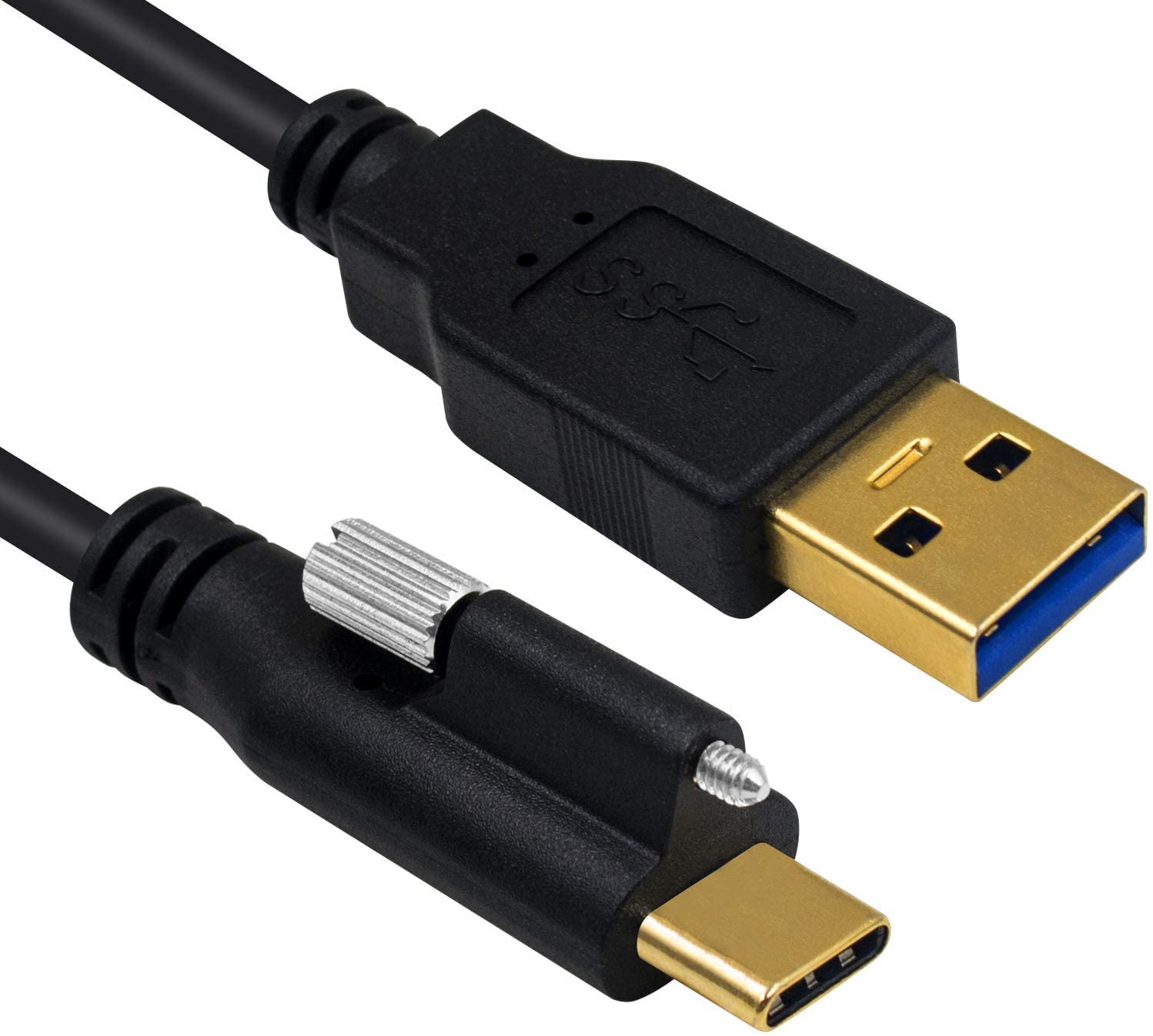USB 3.0 A Male to USB-C Male Cable, Single Screw Locking, High Speed