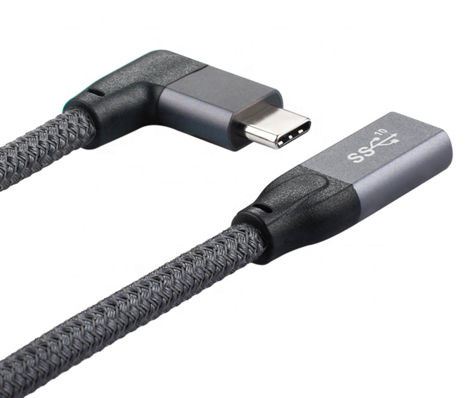 USB-C 3.1 Angled Male to Straight Female 100W Thunderbolt 3 Cable 10Gbps